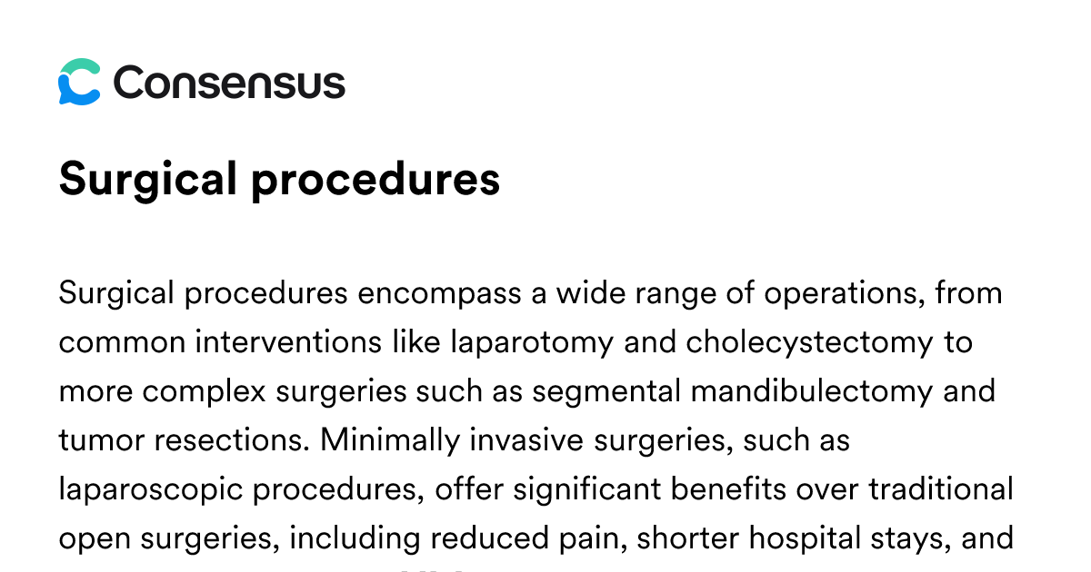 Surgical Procedures - Consensus Academic Search Engine