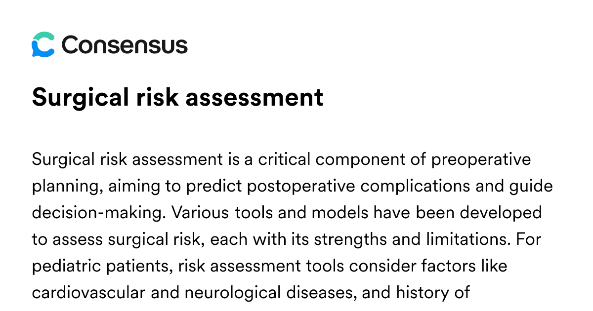 Surgical Risk Assessment - Consensus Academic Search Engine