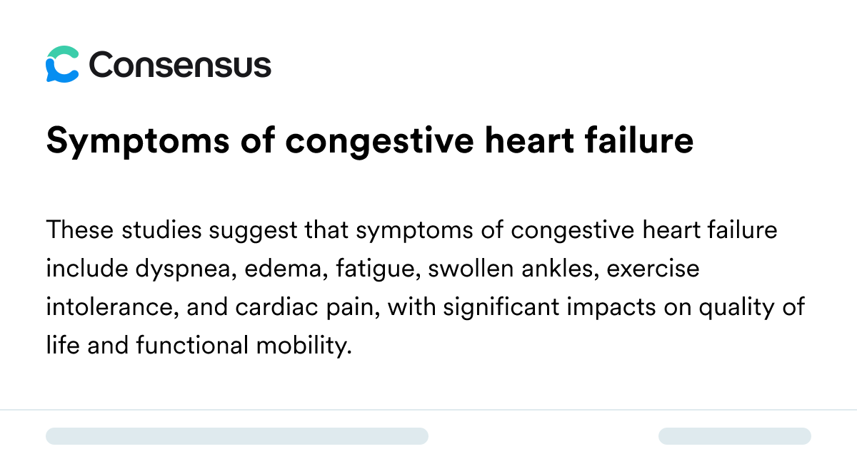 Symptoms Of Congestive Heart Failure - Consensus Academic Search Engine