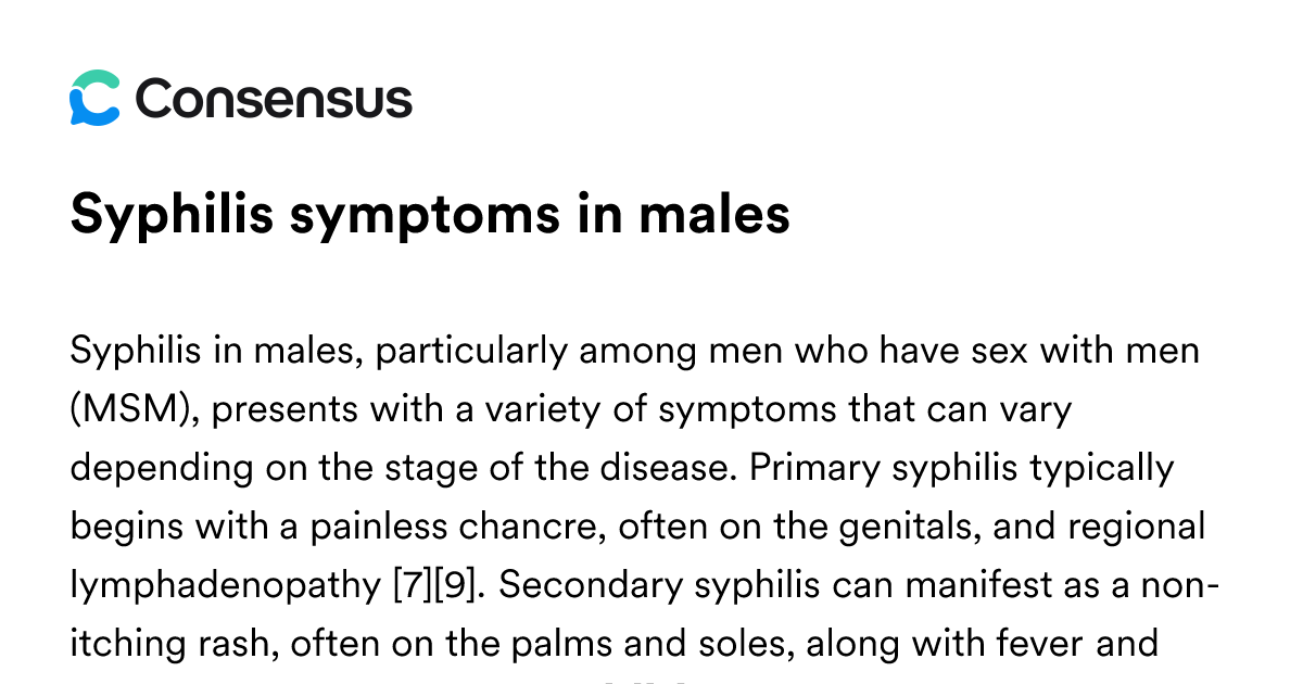 Syphilis Symptoms In Males - Consensus Academic Search Engine