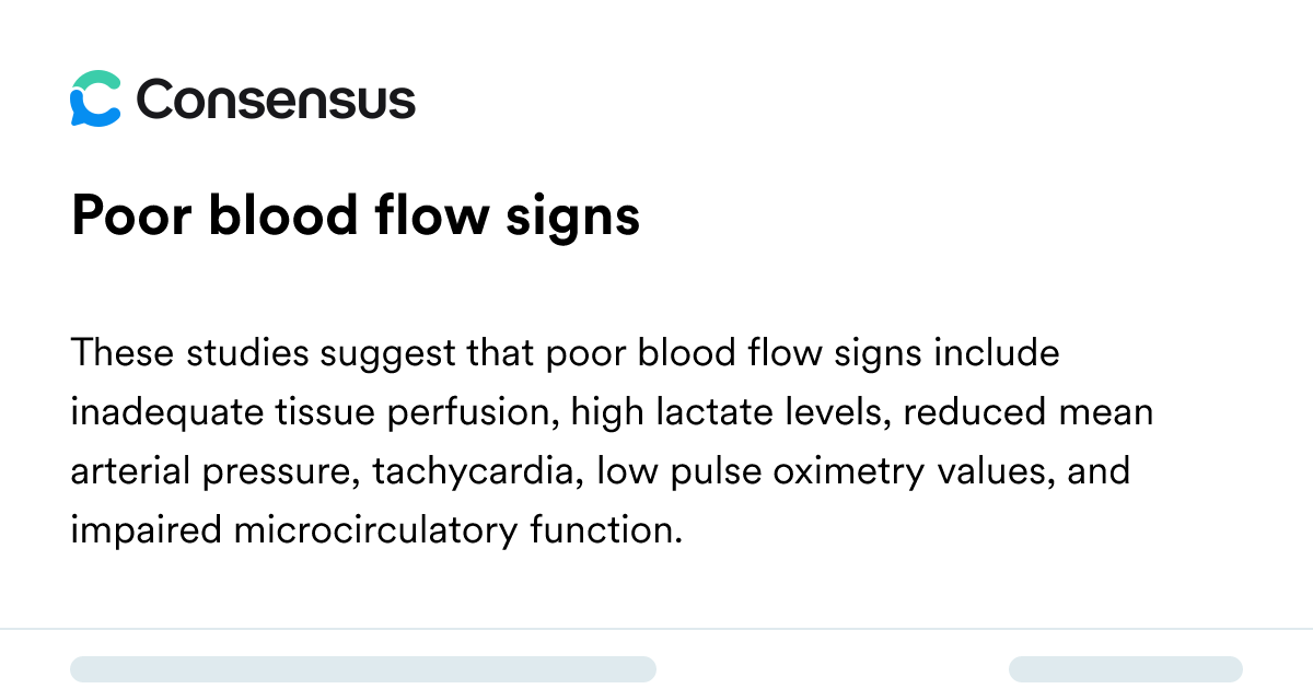 Poor Blood Flow Signs - Consensus Academic Search Engine