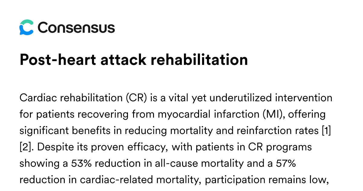 Post-heart Attack Rehabilitation - Consensus Academic Search Engine