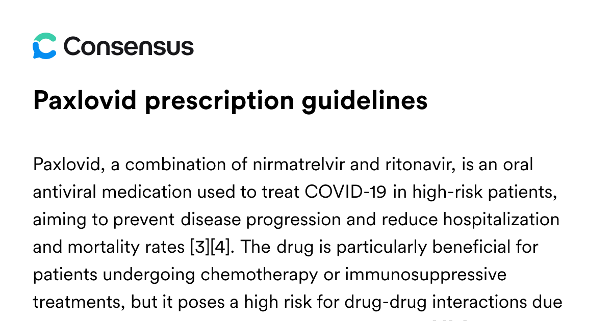 Paxlovid Prescription Guidelines - Consensus Academic Search Engine