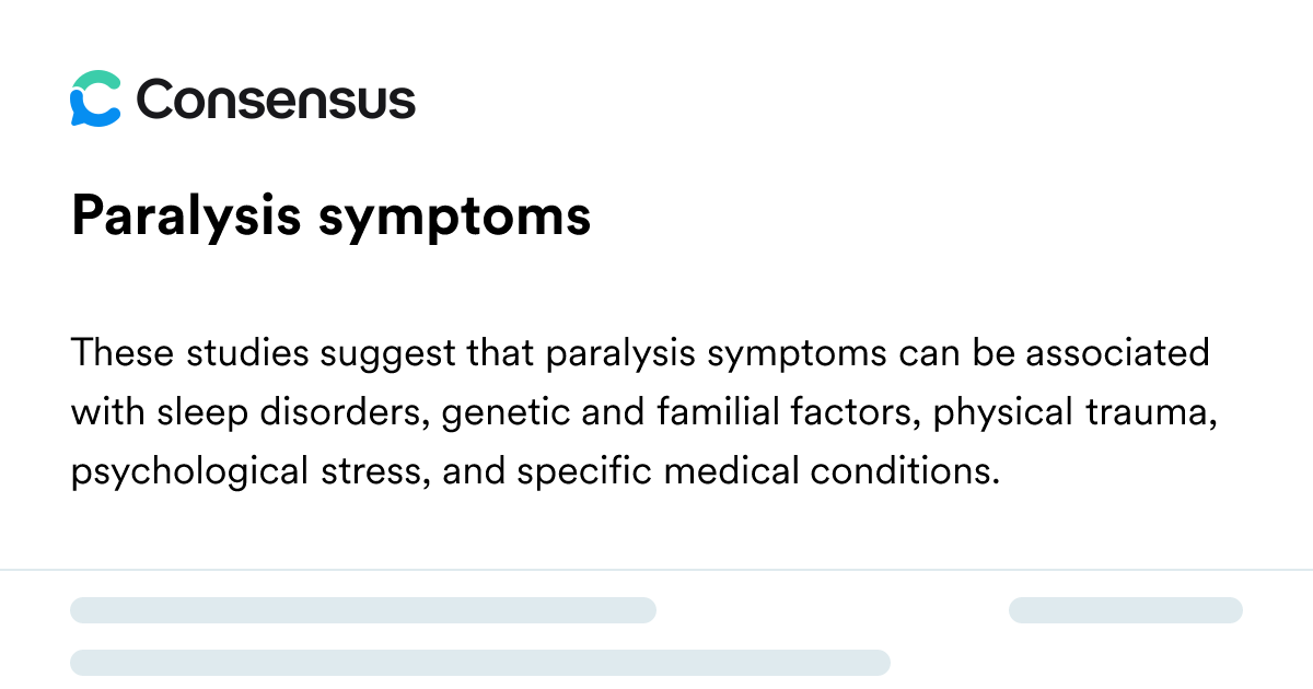 Paralysis Symptoms - Consensus Academic Search Engine