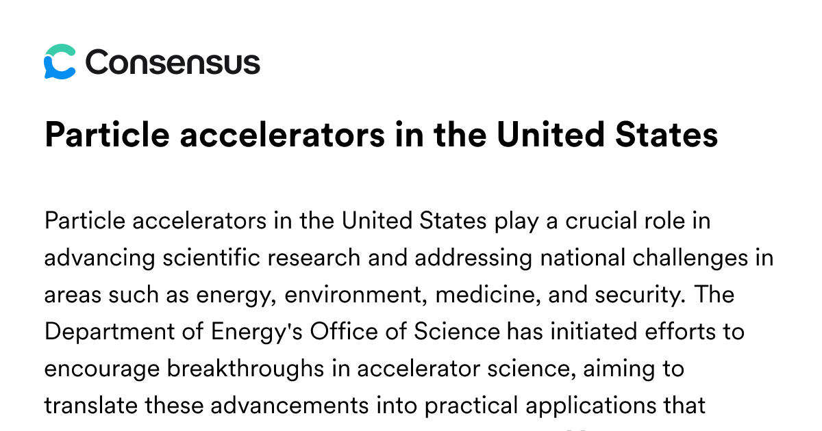Particle Accelerators In The United States - Consensus Academic Search ...