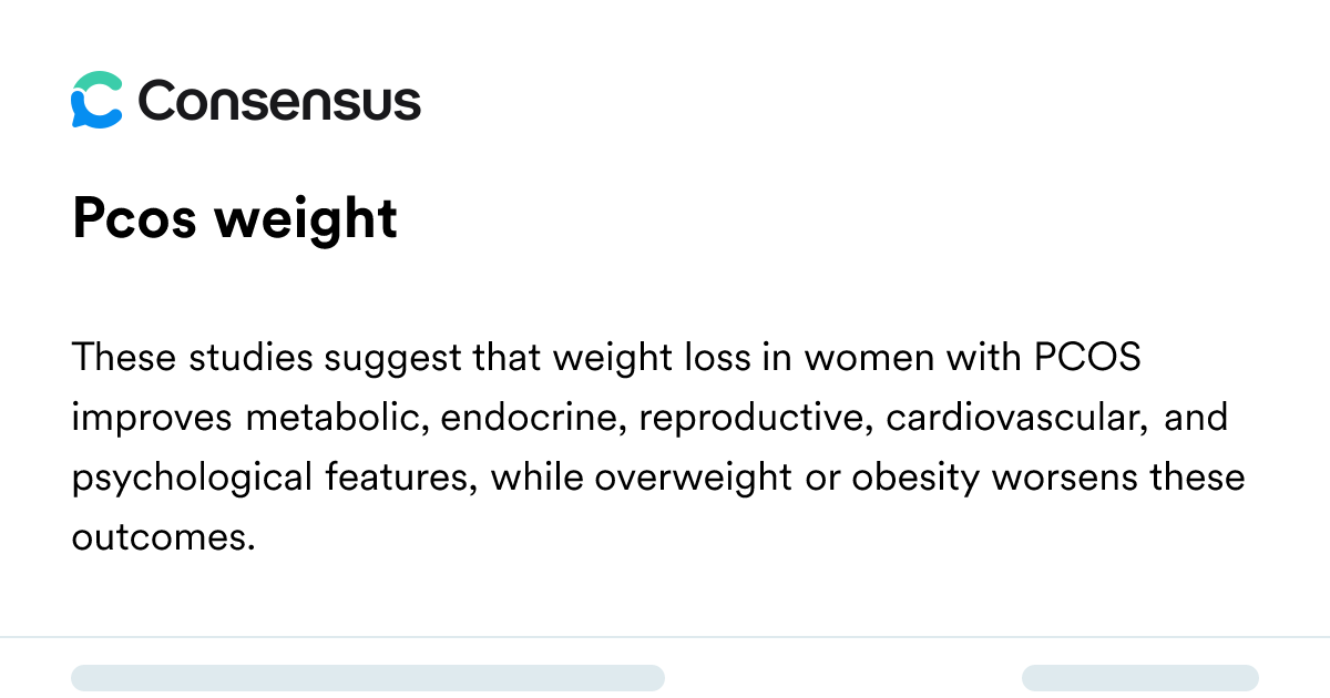Pcos Weight - Consensus Academic Search Engine