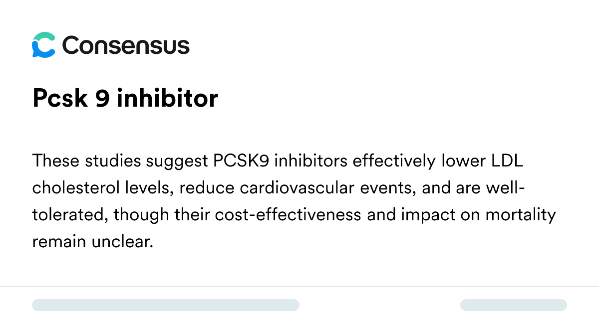 Pcsk 9 Inhibitor - Consensus Academic Search Engine