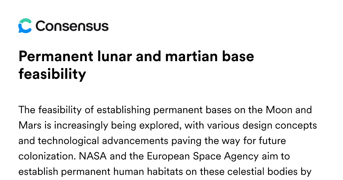Permanent Lunar And Martian Base Feasibility - Consensus Academic ...