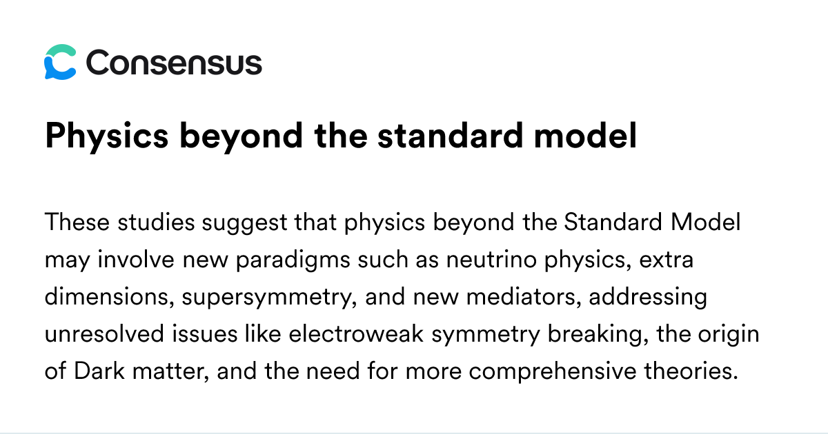 Physics Beyond The Standard Model - Consensus Academic Search Engine