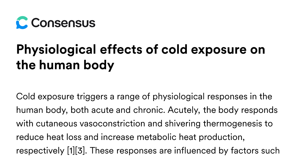 Physiological Effects Of Cold Exposure On The Human Body - Consensus ...
