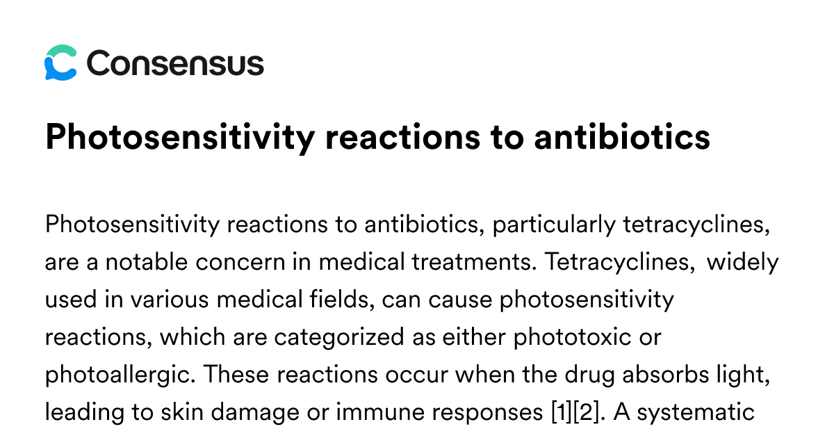 Photosensitivity Reactions To Antibiotics - Consensus Academic Search ...