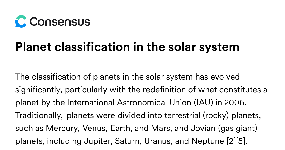 Planet Classification In The Solar System - Consensus Academic Search ...