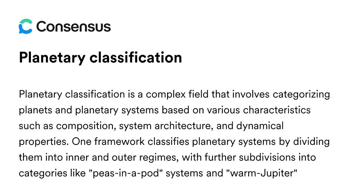 Planetary Classification - Consensus Academic Search Engine