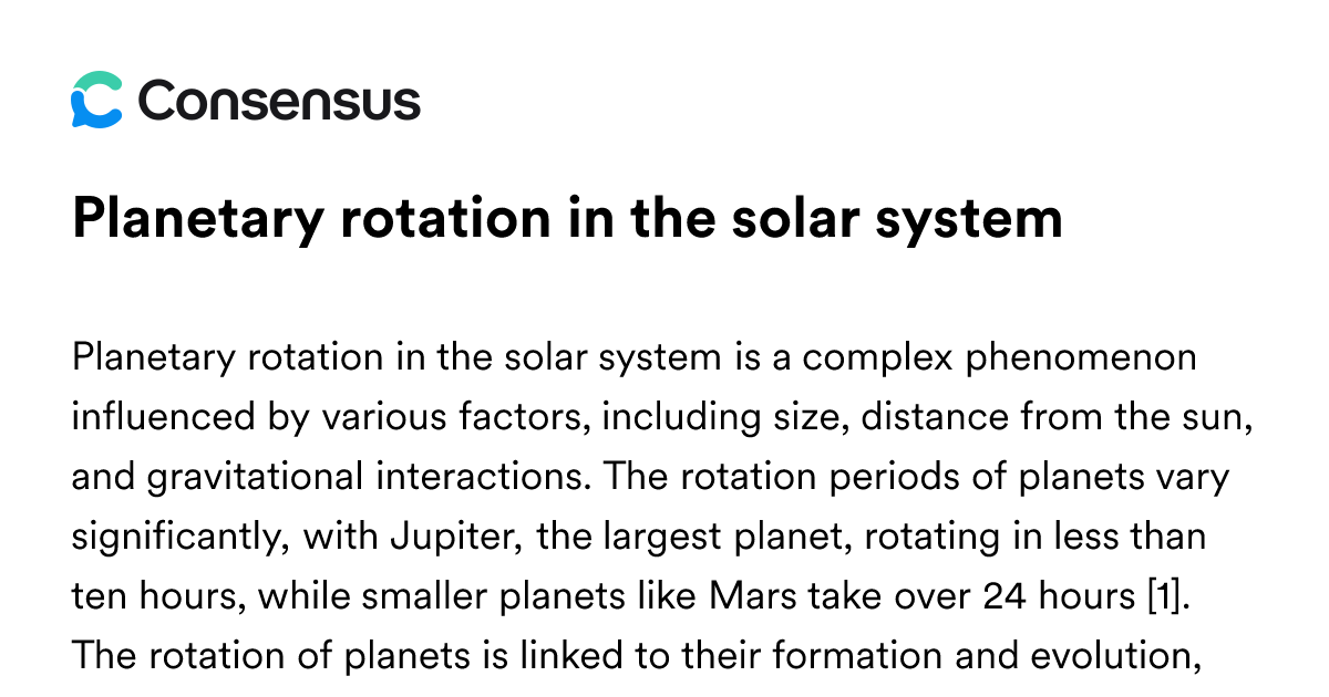 Planetary Rotation In The Solar System - Consensus Academic Search Engine