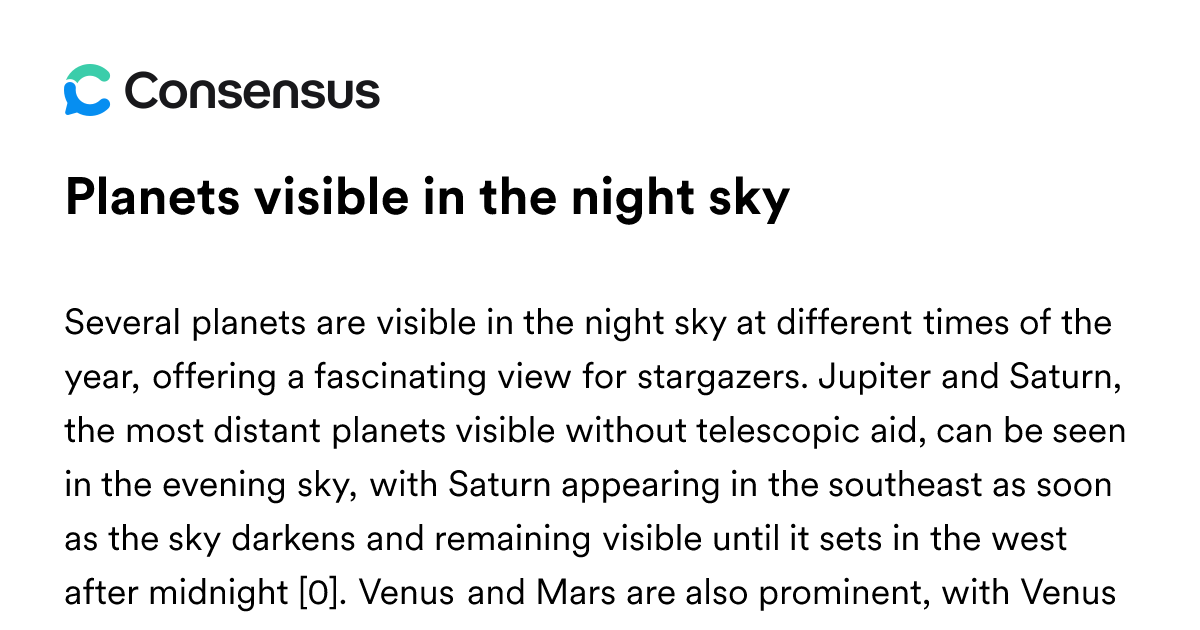 Planets Visible In The Night Sky - Consensus Academic Search Engine