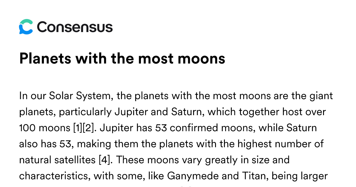 Planets With The Most Moons - Consensus Academic Search Engine