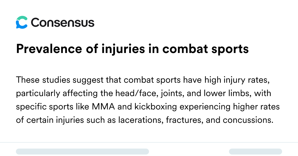 Prevalence Of Injuries In Combat Sports - Consensus Academic Search Engine