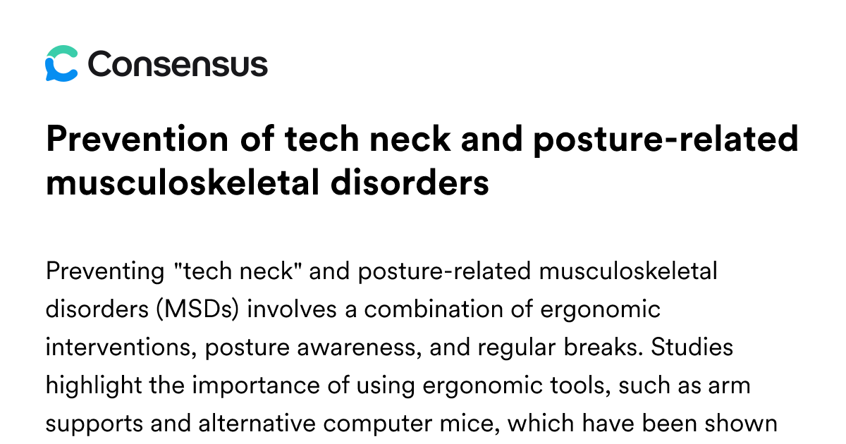 Prevention Of Tech Neck And Posture-related Musculoskeletal Disorders ...