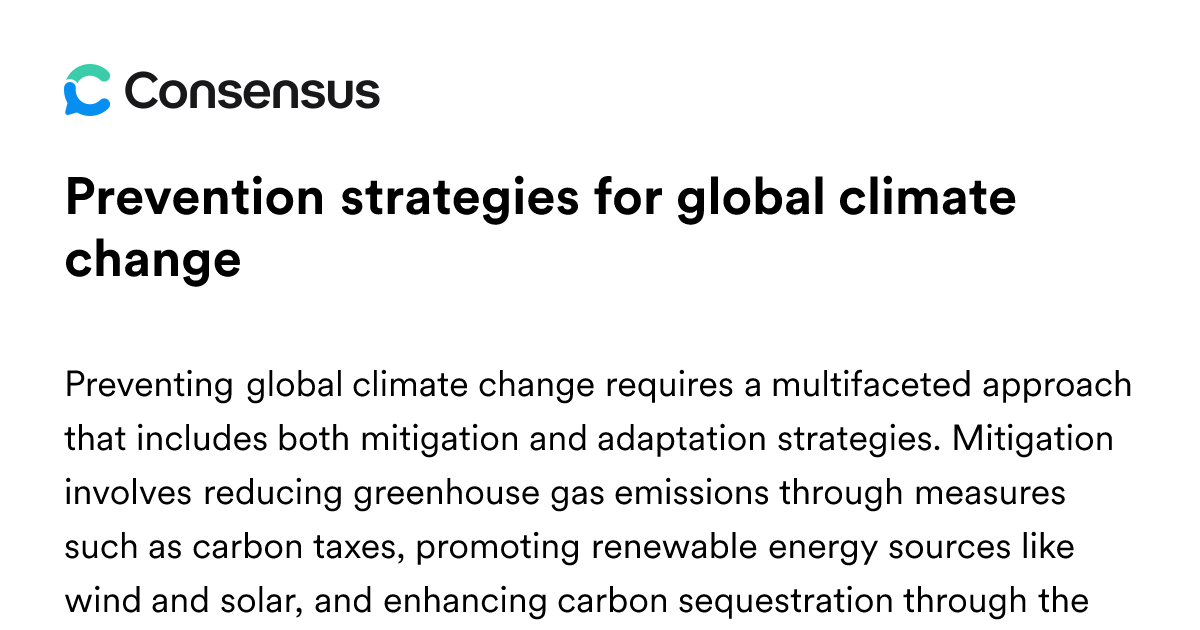 Prevention Strategies For Global Climate Change - Consensus Academic ...