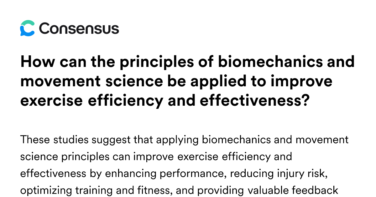 How Can The Principles Of Biomechanics And Movement Science Be Applied ...