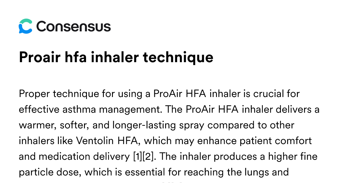 Proair Hfa Inhaler Technique - Consensus Academic Search Engine