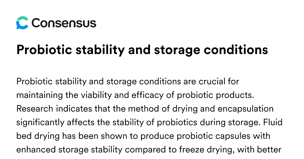 Probiotic Stability And Storage Conditions - Consensus Academic Search ...