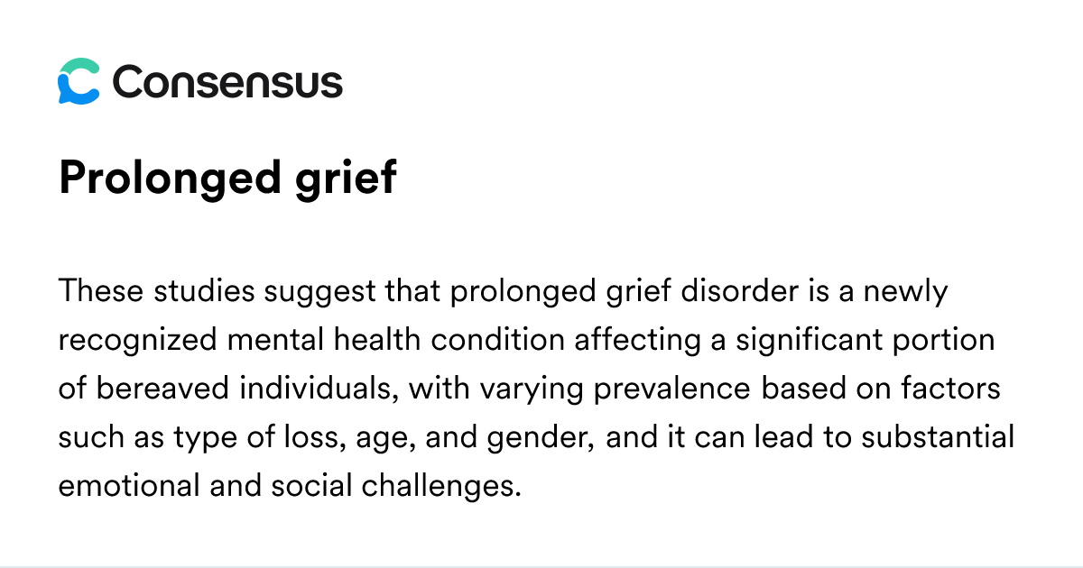 Prolonged Grief - Consensus Academic Search Engine