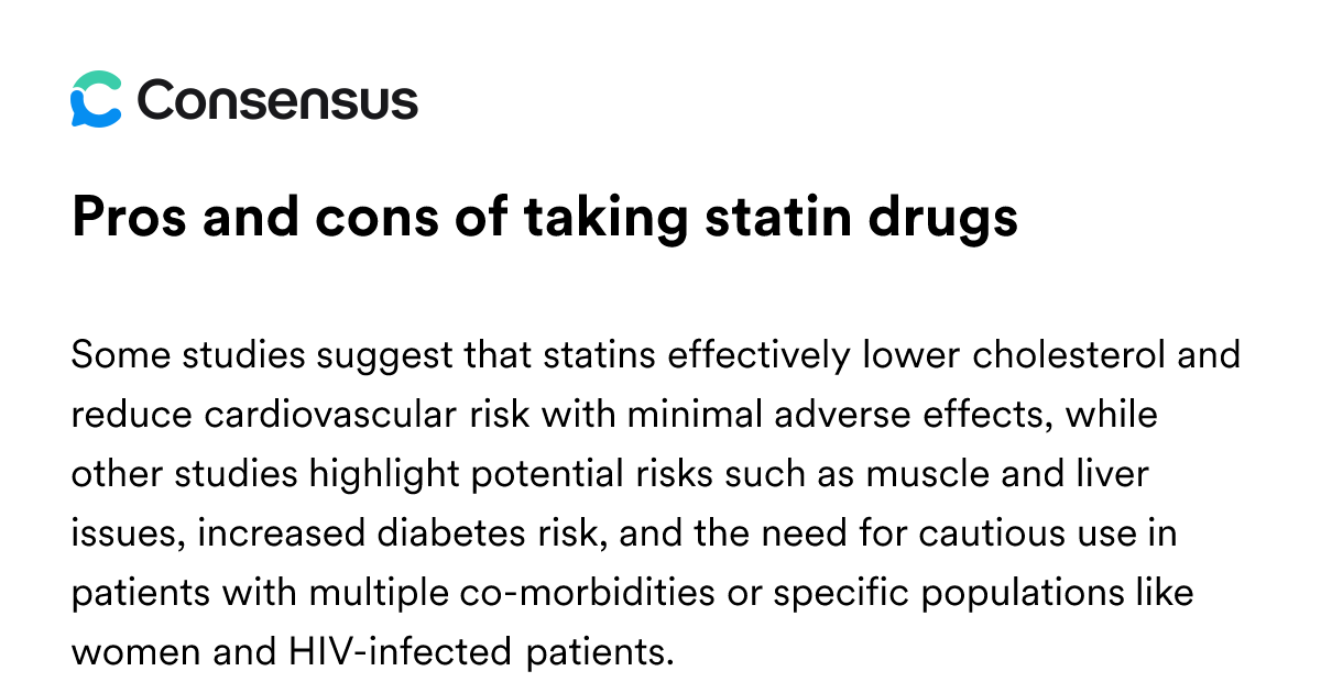 Pros And Cons Of Taking Statin Drugs - Consensus Academic Search Engine