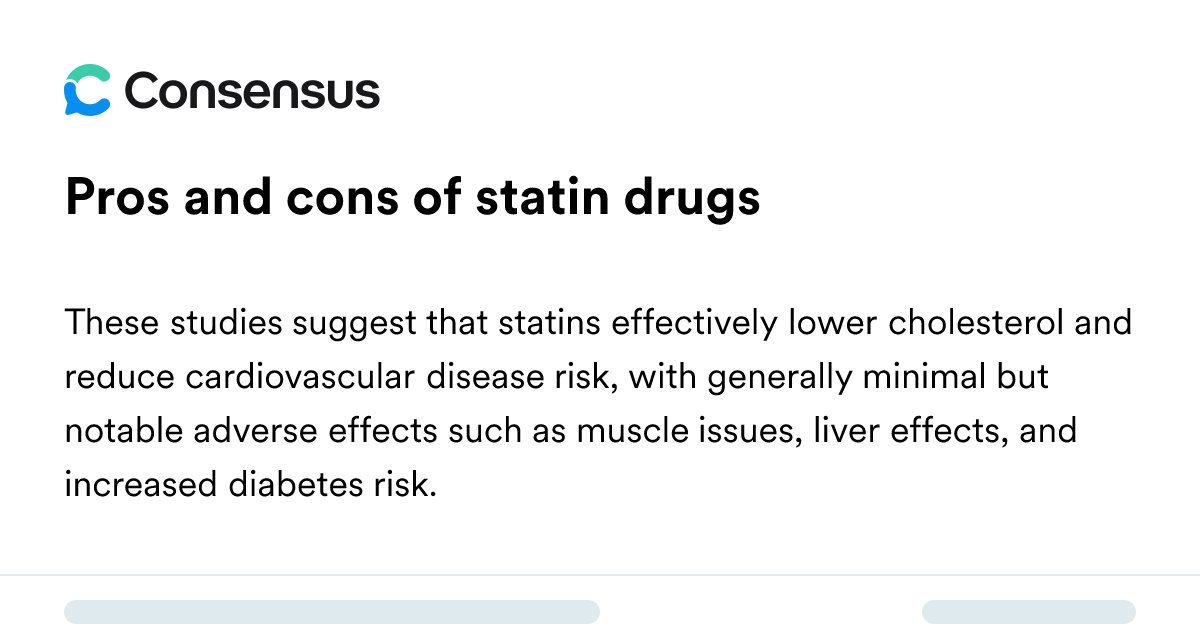 Pros And Cons Of Statin Drugs - Consensus Academic Search Engine
