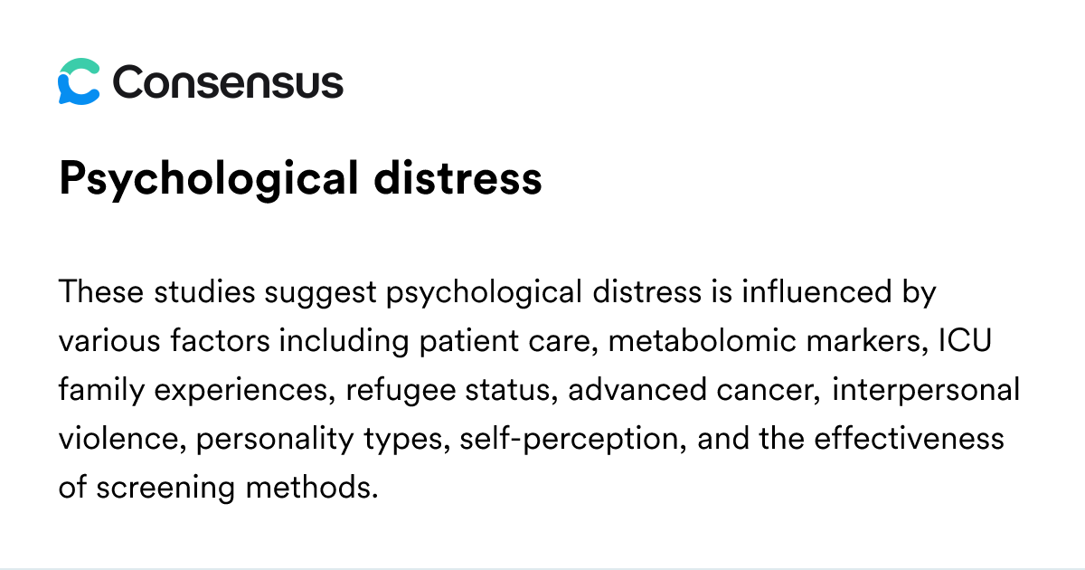 Psychological Distress - Consensus Academic Search Engine