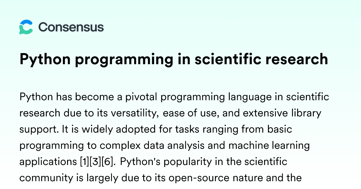 Python Programming In Scientific Research - Consensus Academic Search ...