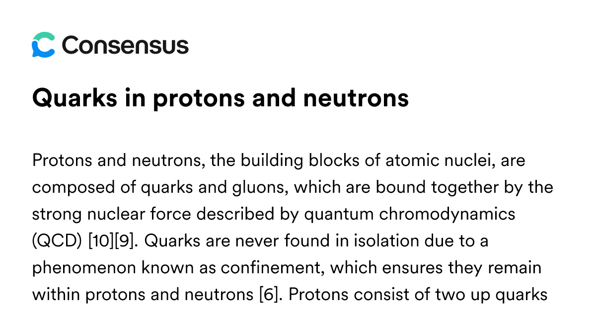 Quarks In Protons And Neutrons - Consensus Academic Search Engine
