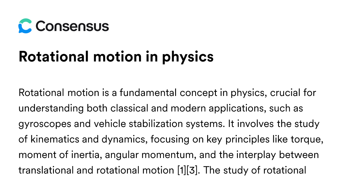 Rotational Motion In Physics - Consensus Academic Search Engine