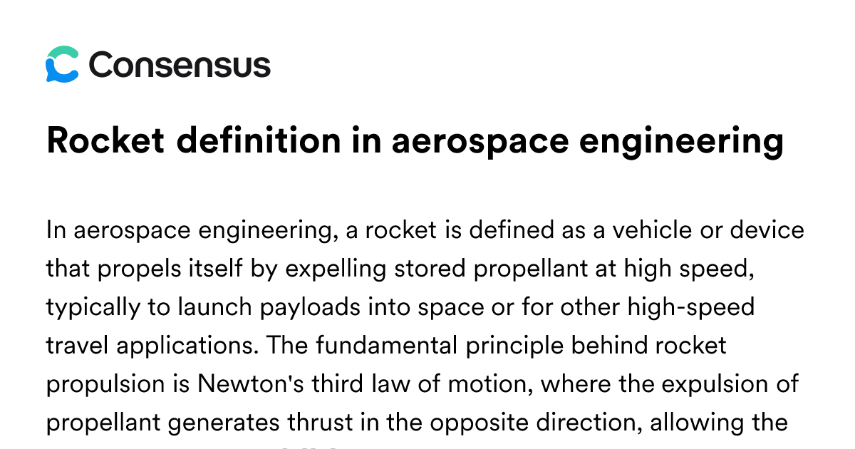 Rocket Definition In Aerospace Engineering - Consensus Academic Search ...