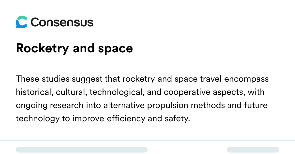 Rocketry And Space - Consensus Academic Search Engine