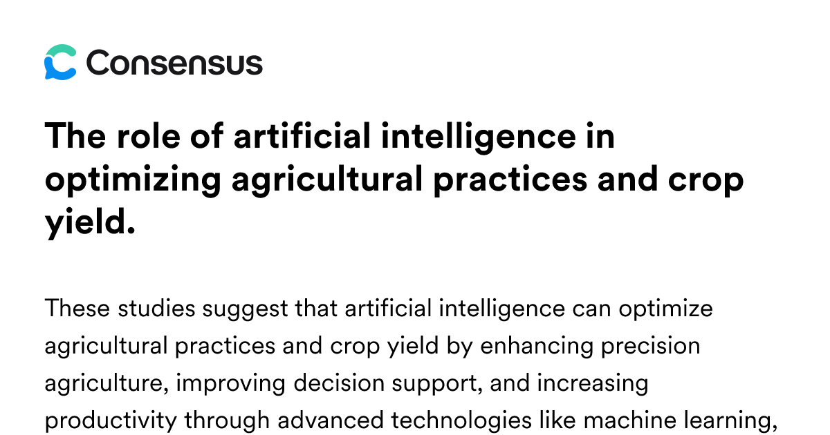 The Role Of Artificial Intelligence In Optimizing Agricultural ...