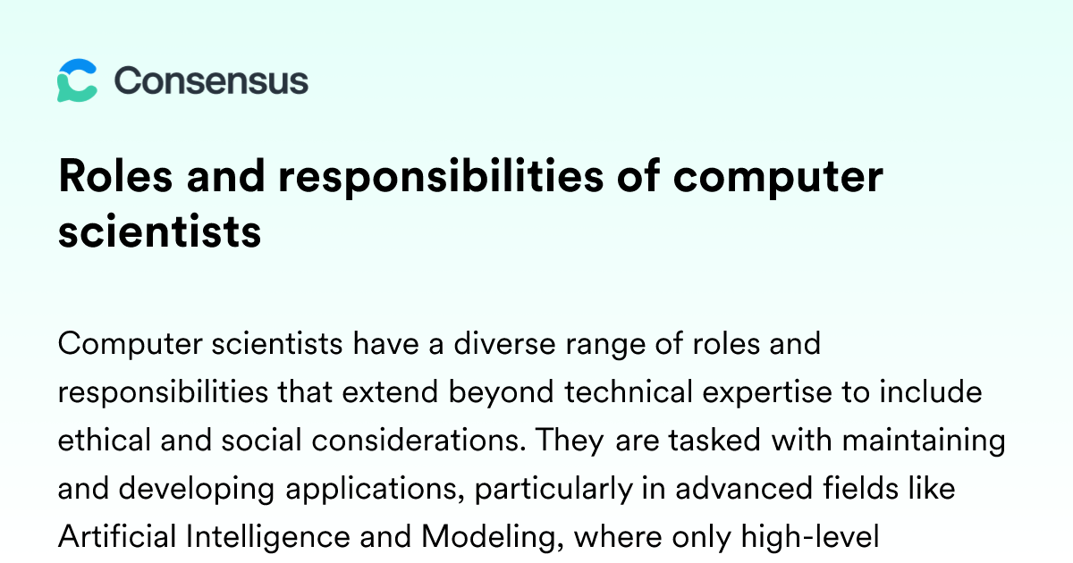 Roles And Responsibilities Of Computer Scientists - Consensus Academic ...