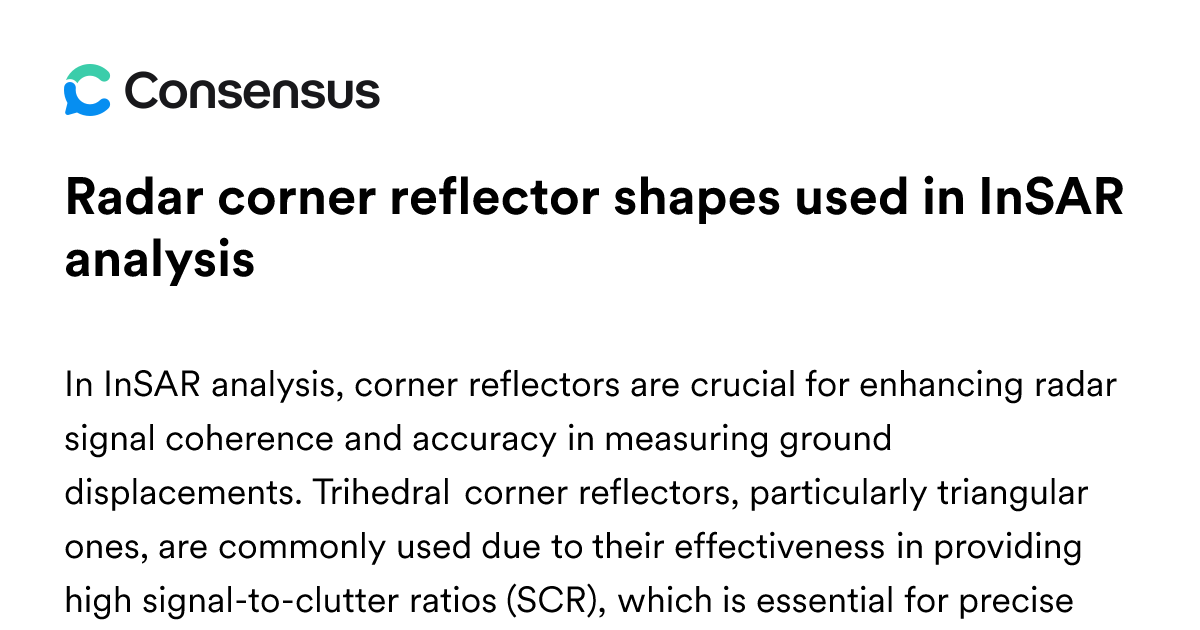 Radar Corner Reflector Shapes Used In InSAR Analysis - Consensus ...