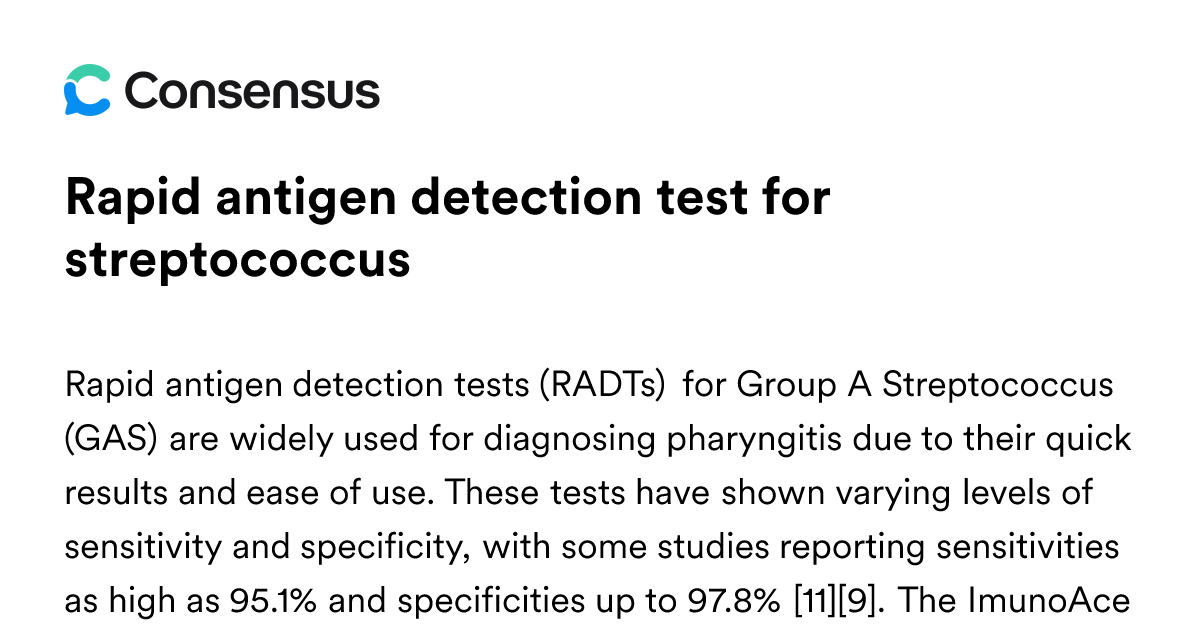 Rapid Antigen Detection Test For Streptococcus - Consensus Academic ...