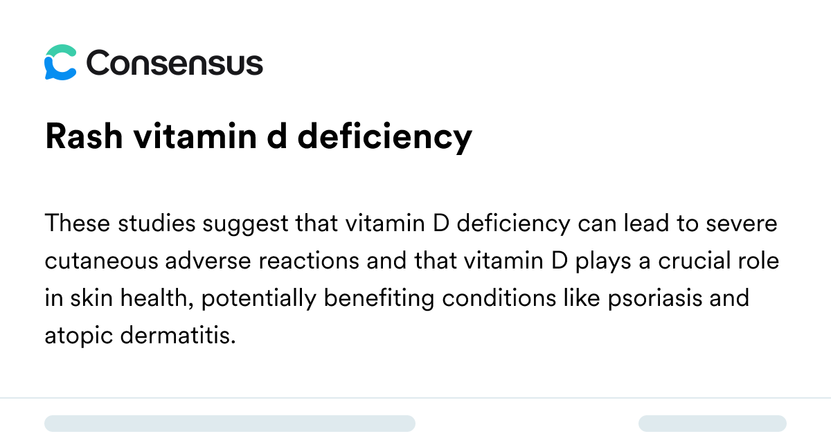 Rash Vitamin D Deficiency - Consensus Academic Search Engine