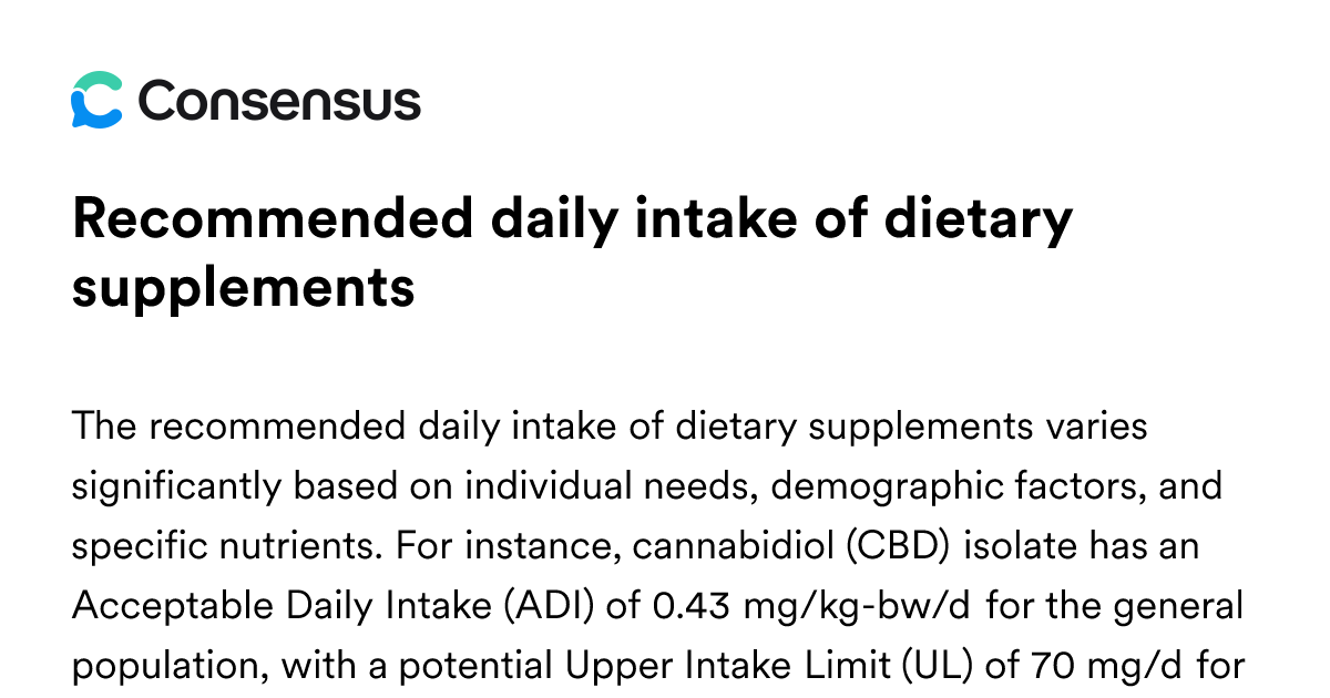 Recommended Daily Intake Of Dietary Supplements - Consensus Academic ...