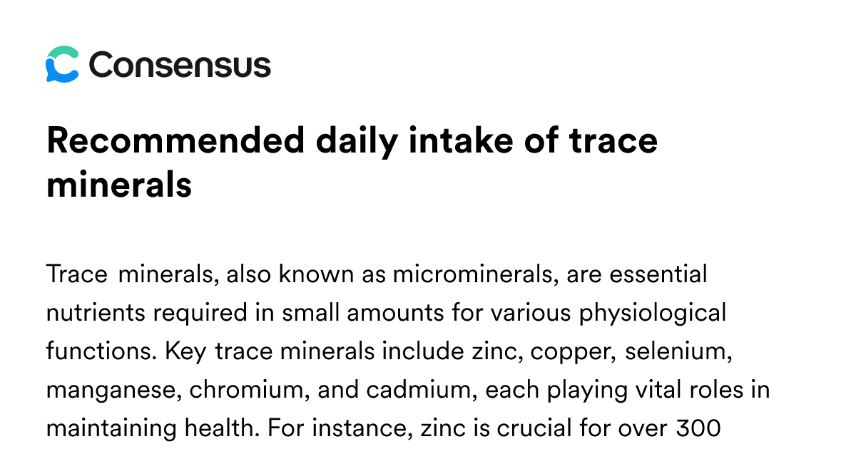 Recommended Daily Intake Of Trace Minerals - Consensus Academic Search ...
