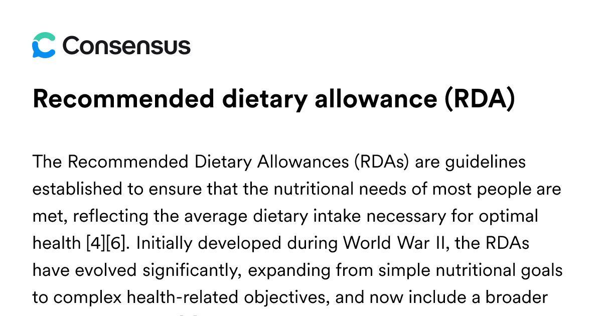 Recommended Dietary Allowance (RDA) - Consensus Academic Search Engine