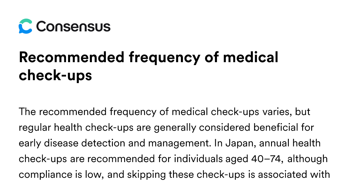 Recommended Frequency Of Medical Check-ups - Consensus Academic Search ...