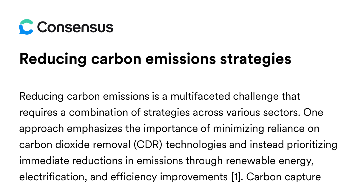 Reducing Carbon Emissions Strategies - Consensus Academic Search Engine