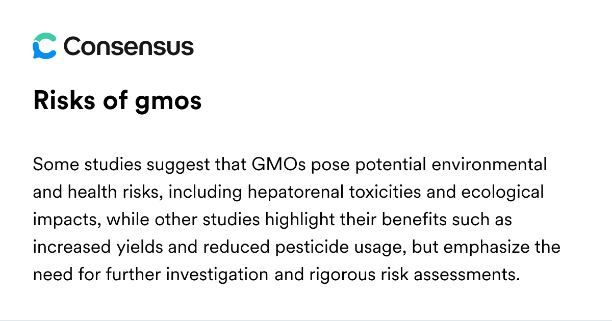 Risks Of Gmos - Consensus Academic Search Engine