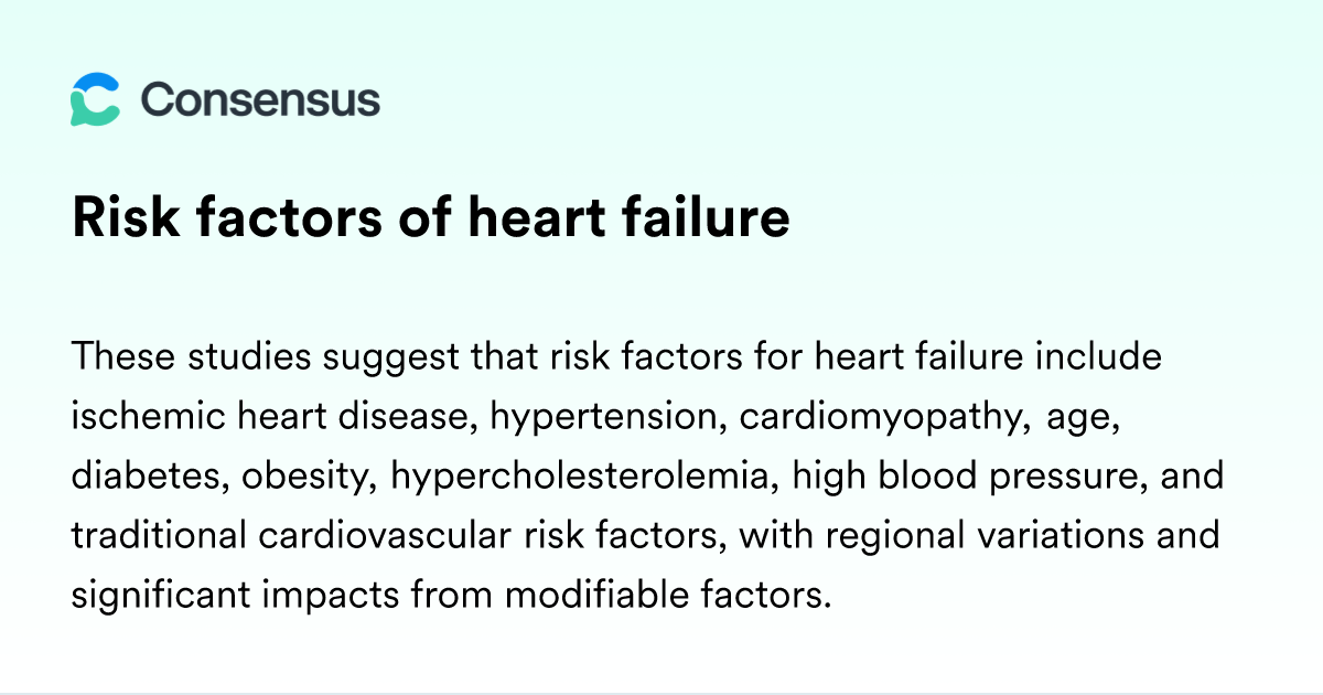 Risk Factors Of Heart Failure - Consensus Academic Search Engine