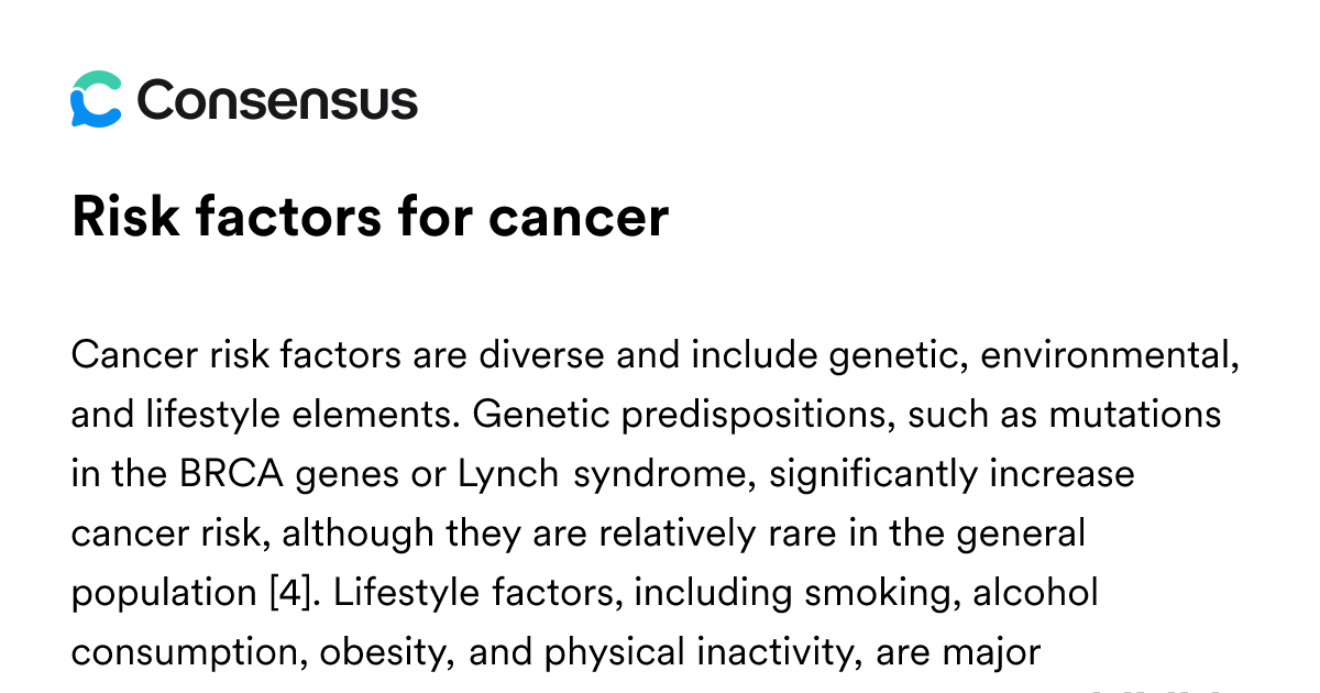 Risk Factors For Cancer - Consensus Academic Search Engine