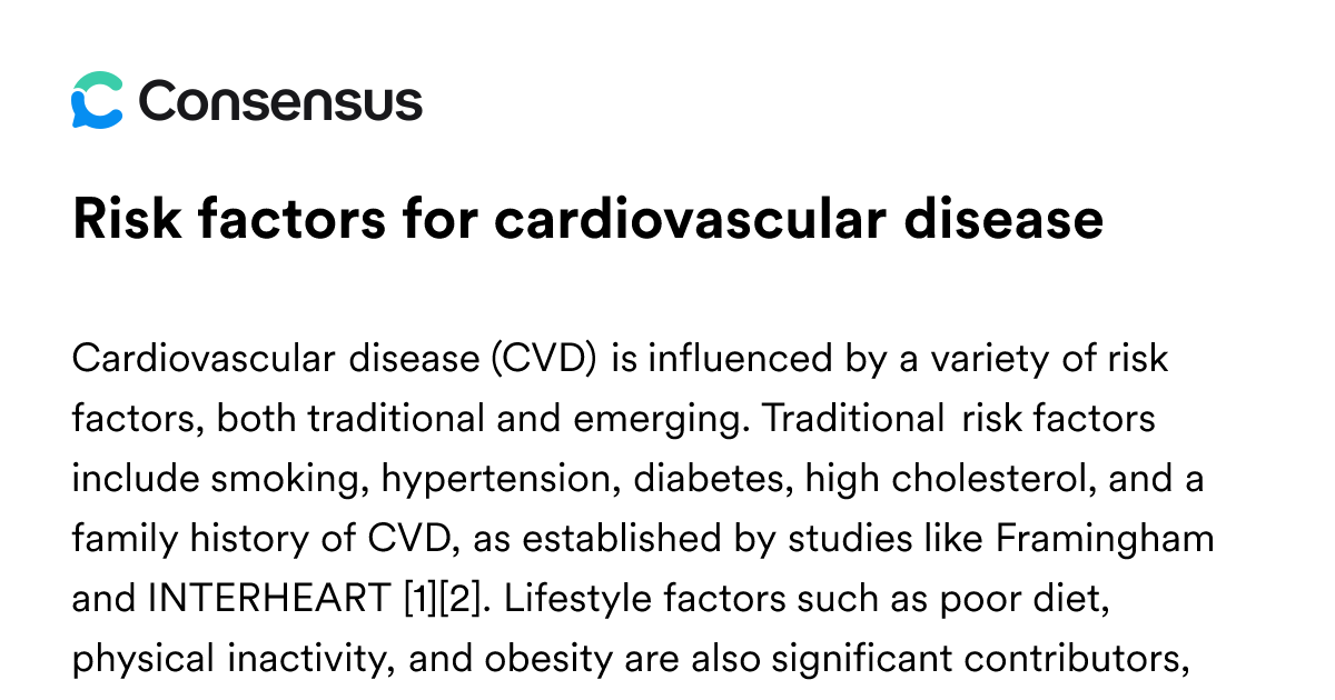 Risk Factors For Cardiovascular Disease - Consensus Academic Search Engine