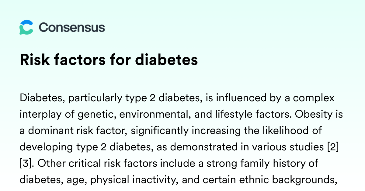 Risk Factors For Diabetes - Consensus Academic Search Engine